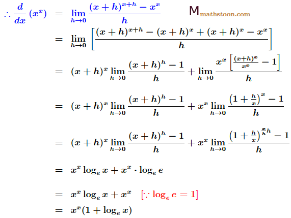 Derivative of x^x